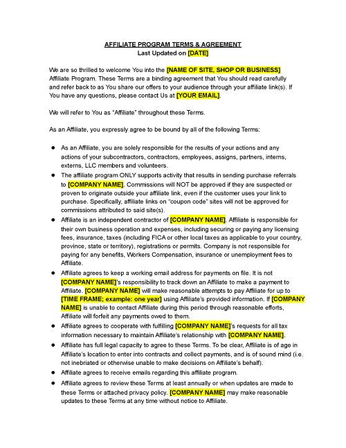Affiliate Program Terms - The Contract Shop™