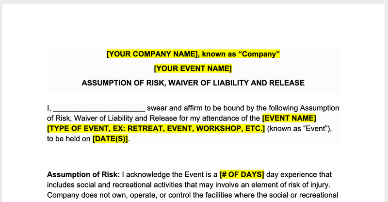 Liability Waiver and Media Release for In-Person Events - The Contract Shop™