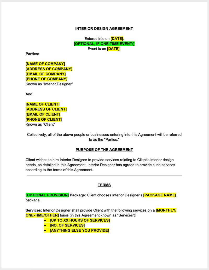 Interior Designer Contract Template - The Contract Shop™