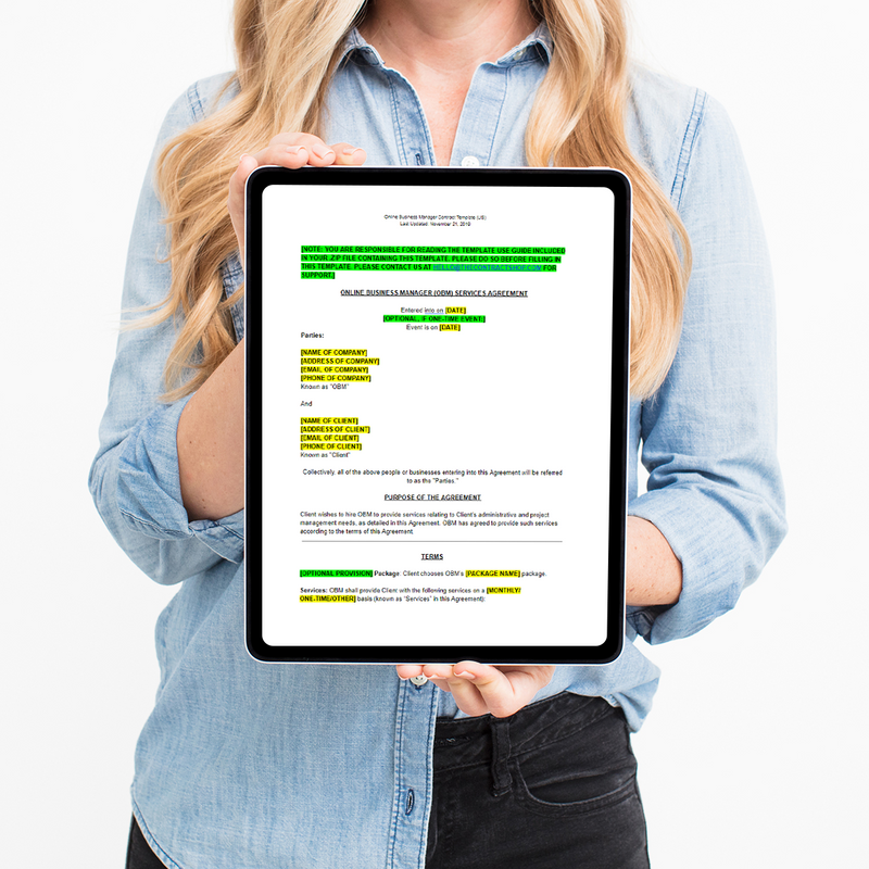 Online Business Manager (OBM) Contract Template - The Contract Shop™