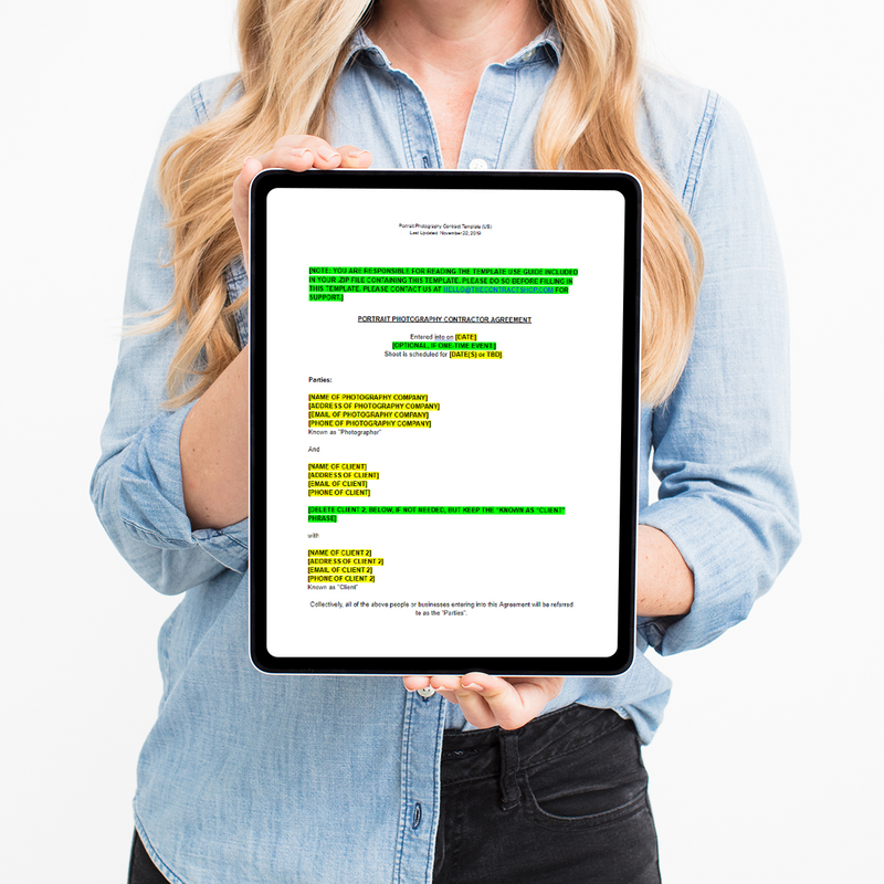 Portrait Photography Contract Template - The Contract Shop™
