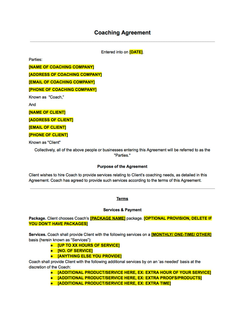 Coaching Contract Template - The Contract Shop® coaching-contract-template-the-contract-shop