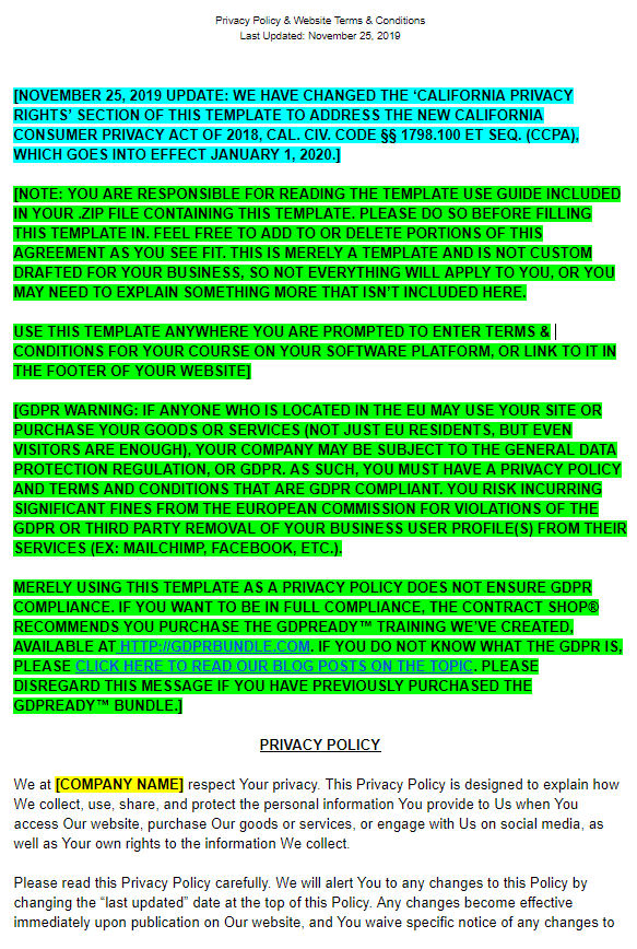 Terms & Conditions & Privacy Policy for Your Website - The